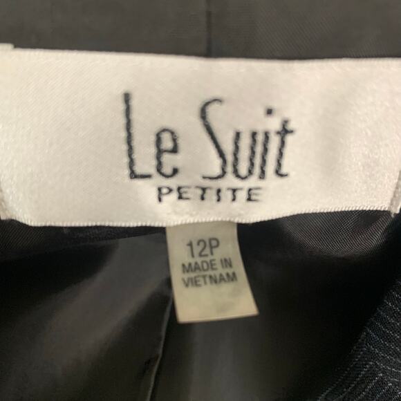 Le Suit Petite Size 12 2-Piece Suit w/ Blazer Jacket Black Pinstripe Minimalist - Picture 12 of 13